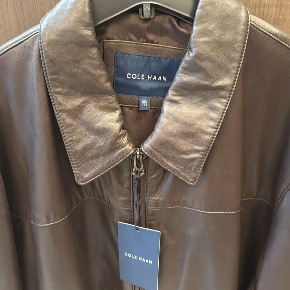 NWT Cole Haan Brown Leather Jacket Size XXL - Picture 4 of 12